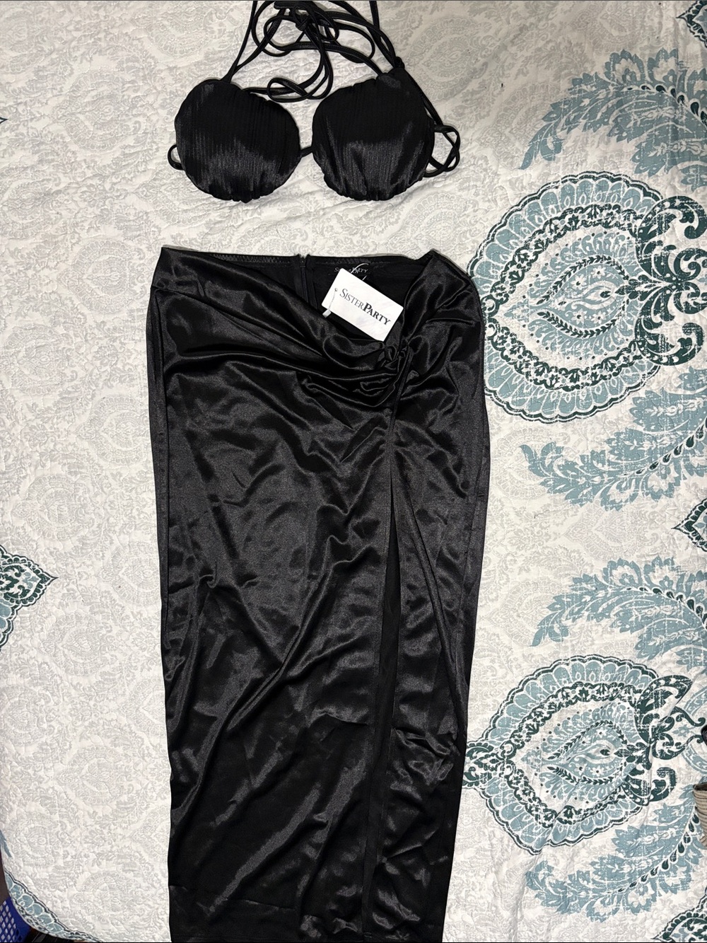 Black Satin Skirt and Top set